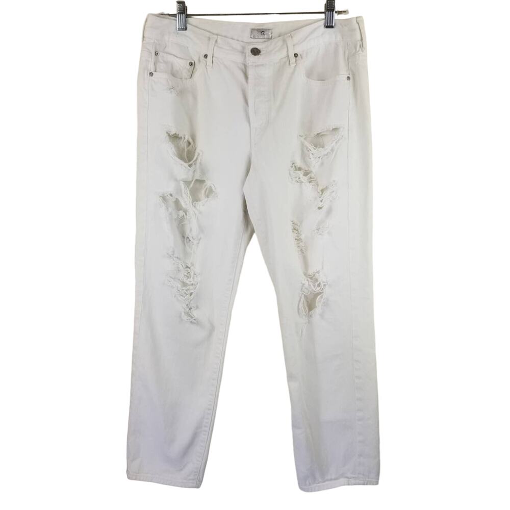 Mother The Loosey Party Crashers White Destroyed Distressed  Jean's Sz 29
